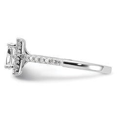 14k White Gold 1/2 carat Lab Grown Diamond VS/SI+ G+ 1 carat Center Princess Semi Mount Halo Engagement Ring