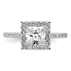 14k White Gold 1/2 carat Lab Grown Diamond VS/SI+ G+ 1 carat Center Princess Semi Mount Halo Engagement Ring