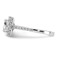 14k White Gold 3/4 carat Lab Grown Diamond VS/SI+ G+ 1 1/2 carat Center Princess Semi Mount Halo Engagement Ring