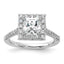 14k White Gold 3/4 carat Lab Grown Diamond VS/SI+ G+ 1 1/2 carat Center Princess Semi Mount Halo Engagement Ring