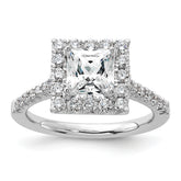 14k White Gold 3/4 carat Lab Grown Diamond VS/SI+ G+ 1 1/2 carat Center Princess Semi Mount Halo Engagement Ring