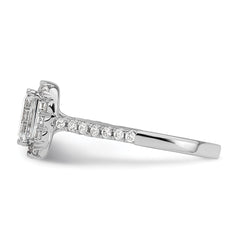 14k 1/2 carat Lab Grown Diamond VS/SI+ G+ 1 carat Emerald Center Semi Mount Halo Engagement Ring