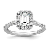 14k 1/2 carat Lab Grown Diamond VS/SI+ G+ 1 carat Emerald Center Semi Mount Halo Engagement Ring