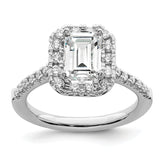 14k 5/8 carat Lab Grown Diamond VS/SI+ G+ 1 1/2 carat Emerald Center Semi Mount Halo Engagement Ring