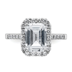 14k 3/8 carat Lab Grown Diamond VS/SI+ G+ 2 carat Emerald Center Semi Mount Halo Engagement Ring