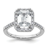 14k 3/8 carat Lab Grown Diamond VS/SI+ G+ 2 carat Emerald Center Semi Mount Halo Engagement Ring
