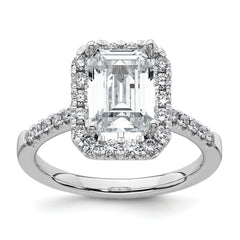 14k 3/8 carat Lab Grown Diamond VS/SI+ G+ 2 carat Emerald Center Semi Mount Halo Engagement Ring