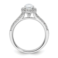 14k White Gold 1/3 carat Lab Grown Diamond VS/SI+ G+ 3/4 carat Center Pear Semi Mount Halo Engagement Ring