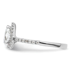14k White Gold 1/3 carat Lab Grown Diamond VS/SI+ G+ 3/4 carat Center Pear Semi Mount Halo Engagement Ring