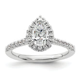 14k White Gold 1/3 carat Lab Grown Diamond VS/SI+ G+ 3/4 carat Center Pear Semi Mount Halo Engagement Ring
