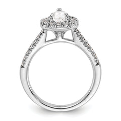 14k White Gold 3/8 carat Lab Grown Diamond VS/SI+ G+ 1 carat Center Pear Semi Mount Halo Engagement Ring