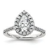 14k White Gold 3/8 carat Lab Grown Diamond VS/SI+ G+ 1 carat Center Pear Semi Mount Halo Engagement Ring
