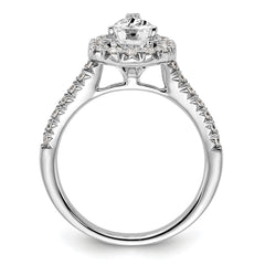 14k White Gold 5/8 carat Lab Grown Diamond VS/SI+ G+ 1 1/2 carat Center Pear Semi Mount Halo Engagement Ring