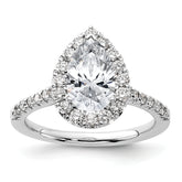 14k White Gold 5/8 carat Lab Grown Diamond VS/SI+ G+ 1 1/2 carat Center Pear Semi Mount Halo Engagement Ring