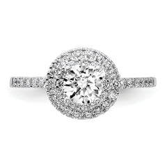 14k White Gold 7/8 carat Lab Grown Diamond VS/SI+ G+ Complete Double Halo Engagement Ring
