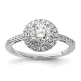14k White Gold 7/8 carat Lab Grown Diamond VS/SI+ G+ Complete Double Halo Engagement Ring