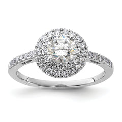 14k White Gold 7/8 carat Lab Grown Diamond VS/SI+ G+ Complete Double Halo Engagement Ring