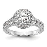 14k White Gold 3/4 carat Lab Grown Diamond VS/SI+ G+ 3/4 carat Center Round Semi Mount Engagement Ring
