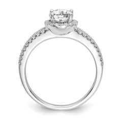 14k White Gold 1/3 carat Lab Grown Diamond VS/SI+ G+ 3/4 carat Center Round Semi Mount Engagement Ring