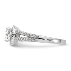 14k White Gold 1/3 carat Lab Grown Diamond VS/SI+ G+ 3/4 carat Center Round Semi Mount Engagement Ring