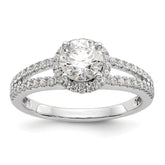 14k White Gold 1/3 carat Lab Grown Diamond VS/SI+ G+ 3/4 carat Center Round Semi Mount Engagement Ring