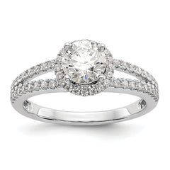 14k White Gold 1/3 carat Lab Grown Diamond VS/SI+ G+ 3/4 carat Center Round Semi Mount Engagement Ring