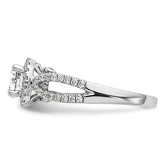 14k White Gold 5/8 carat Lab Grown Diamond VS/SI+ G+ 1 carat Center Round Semi Mount Halo Engagement Ring