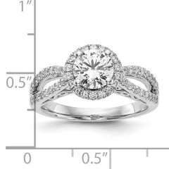 14k White Gold 5/8 carat Lab Grown Diamond VS/SI+ G+ 1 carat Center Round Semi Mount Halo Engagement Ring