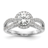 14k White Gold 5/8 carat Lab Grown Diamond VS/SI+ G+ 1 carat Center Round Semi Mount Halo Engagement Ring