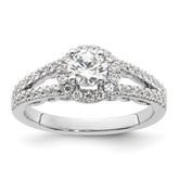 14k White Gold 1 carat Lab Grown Diamond VS/SI+ G+ Complete Round Halo Engagement Ring