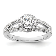 14k White Gold 1 carat Lab Grown Diamond VS/SI+ G+ Complete Round Halo Engagement Ring