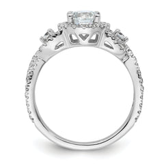 14k White Gold 3/4 carat Lab Grown Diamond VS/SI+ G+ 3/4 carat Center Round Semi Mount Engagement Ring