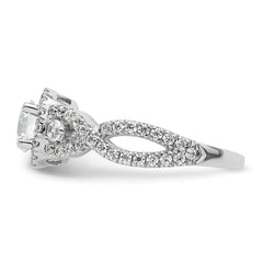 14k White Gold 3/4 carat Lab Grown Diamond VS/SI+ G+ 3/4 carat Center Round Semi Mount Engagement Ring