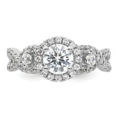 14k White Gold 3/4 carat Lab Grown Diamond VS/SI+ G+ 3/4 carat Center Round Semi Mount Engagement Ring