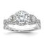 14k White Gold 3/4 carat Lab Grown Diamond VS/SI+ G+ 3/4 carat Center Round Semi Mount Engagement Ring