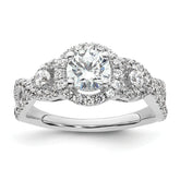 14k White Gold 3/4 carat Lab Grown Diamond VS/SI+ G+ 3/4 carat Center Round Semi Mount Engagement Ring