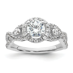 14k White Gold 3/4 carat Lab Grown Diamond VS/SI+ G+ 3/4 carat Center Round Semi Mount Engagement Ring