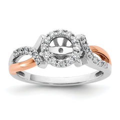 14k Two-Tone Rose and White Gold 1/4 carat Lab Grown Diamond VS/SI+ G+ Halo Semi Mount Peg Set Engagement Ring