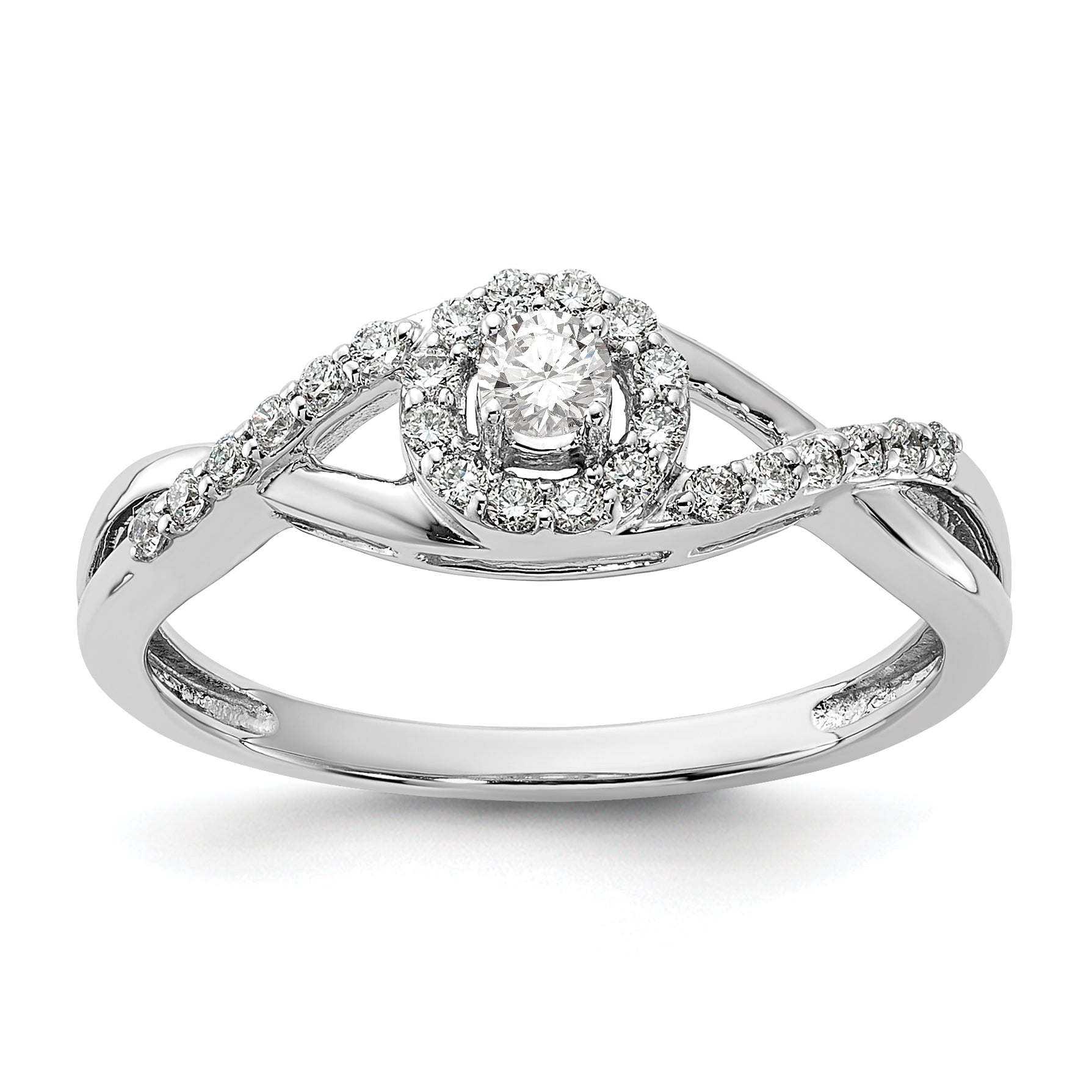 14k White Gold 1/4 carat Lab Grown Diamond VS/SI+ G+ Complete Round Halo Engagement Ring