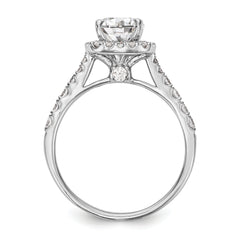 14k White Gold 1/2 carat Lab Grown Diamond VS/SI+ G+ Semi Mount Halo Peg Set Engagement Ring