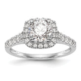 14k White Gold 1/2 carat Lab Grown Diamond VS/SI+ G+ Semi Mount Halo Peg Set Engagement Ring