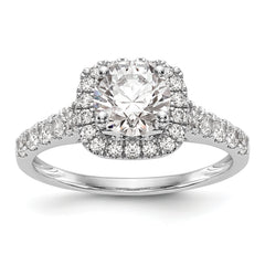 14k White Gold 1/2 carat Lab Grown Diamond VS/SI+ G+ Semi Mount Halo Peg Set Engagement Ring