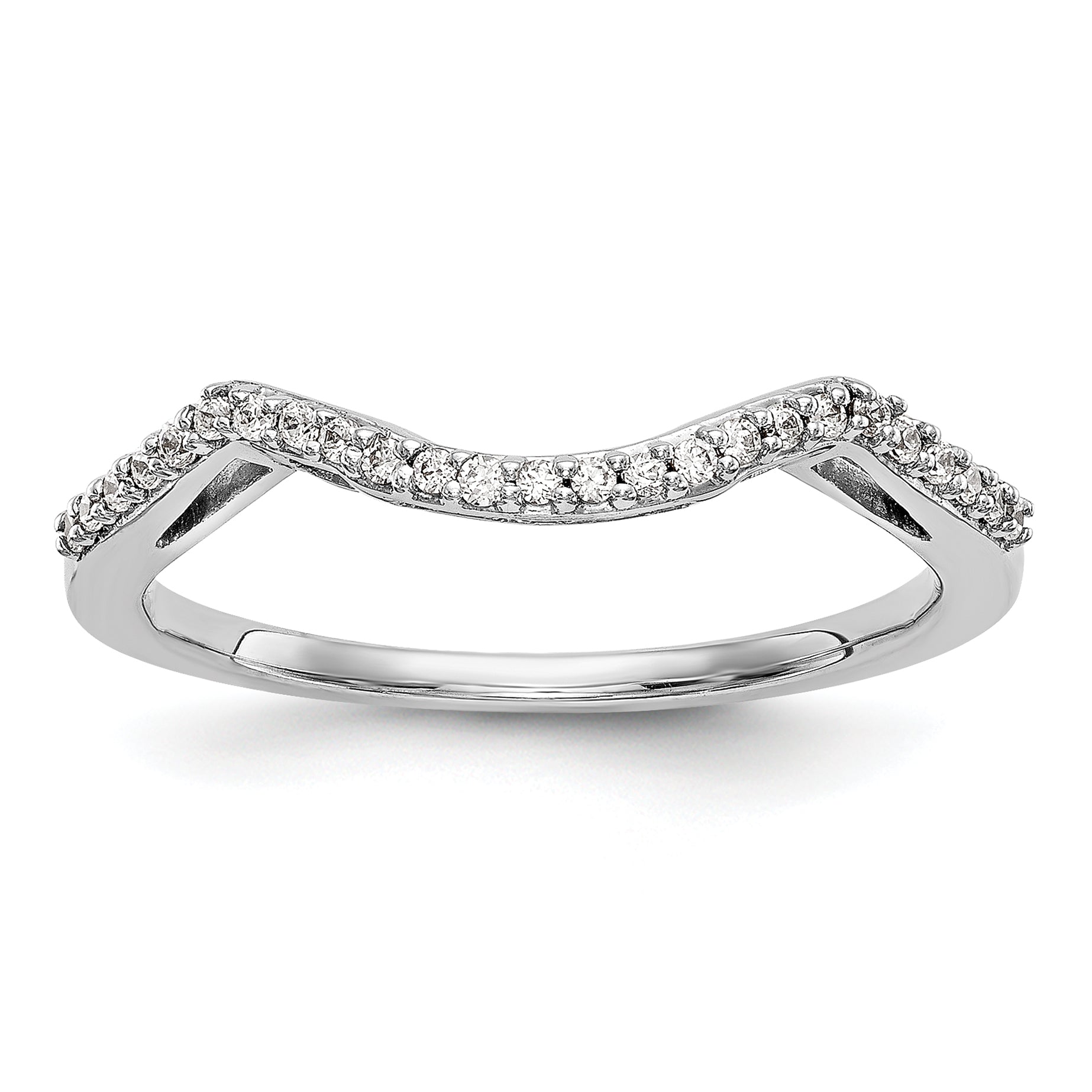 14k White Gold 1/8 carat Lab Grown Diamond VS/SI+ G+ Complete Round Contoured Wedding Band