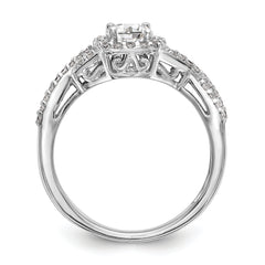 14k White Gold 3/4 carat Lab Grown Diamond VS/SI+ G+ Complete Round Double Halo Engagement Ring