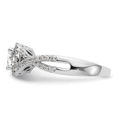 14k White Gold 3/4 carat Lab Grown Diamond VS/SI+ G+ Complete Round Double Halo Engagement Ring