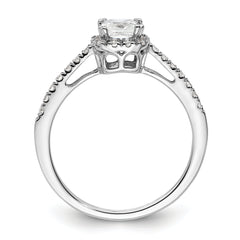 14k White Gold 1/4 carat Lab Grown Diamond VS/SI+ G+ 3/4 carat Center Cushion Semi Mount Engagement Ring