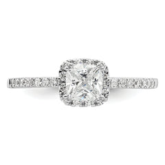 14k White Gold 1/4 carat Lab Grown Diamond VS/SI+ G+ 3/4 carat Center Cushion Semi Mount Engagement Ring