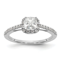 14k White Gold 1/4 carat Lab Grown Diamond VS/SI+ G+ 3/4 carat Center Cushion Semi Mount Engagement Ring