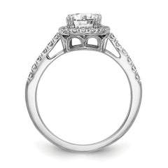 14k White Gold 3/8 carat Lab Grown Diamond VS/SI+ G+ 7/8 carat Center Cushion Semi Mount Engagement Ring