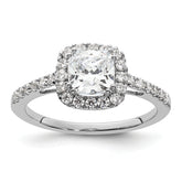 14k White Gold 3/8 carat Lab Grown Diamond VS/SI+ G+ 7/8 carat Center Cushion Semi Mount Engagement Ring